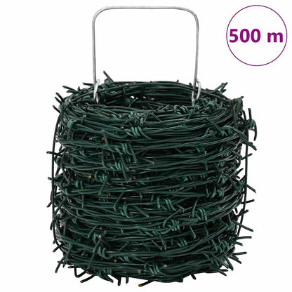 vidaXL Barbed Wire Green 100 m PVC-coated Steel 6