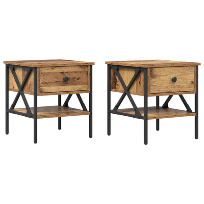 vidaXL Bedside Cabinet 2 pcs Old wood 40 x 42 x 45 cm 2