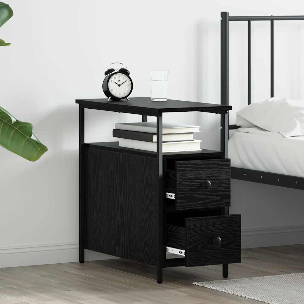 vidaXL Bedside Cabinet 2 pcs Black oak 30 x 60 x 60 cm Engineered wood 4