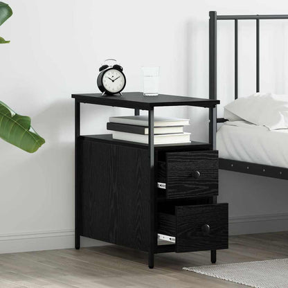 vidaXL Bedside Cabinet 2 pcs Black oak 30 x 60 x 60 cm Engineered wood 4