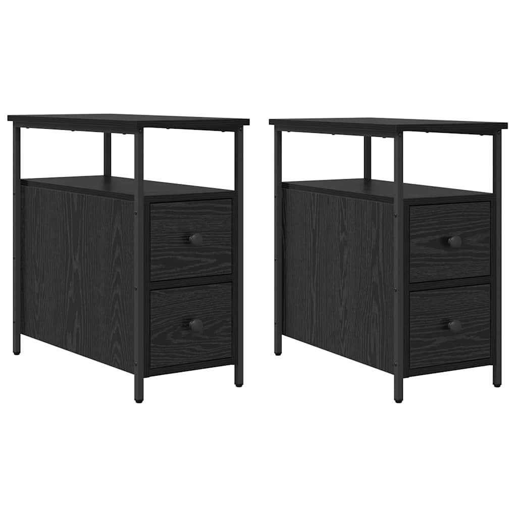 vidaXL Bedside Cabinet 2 pcs Black oak 30 x 60 x 60 cm Engineered wood 2