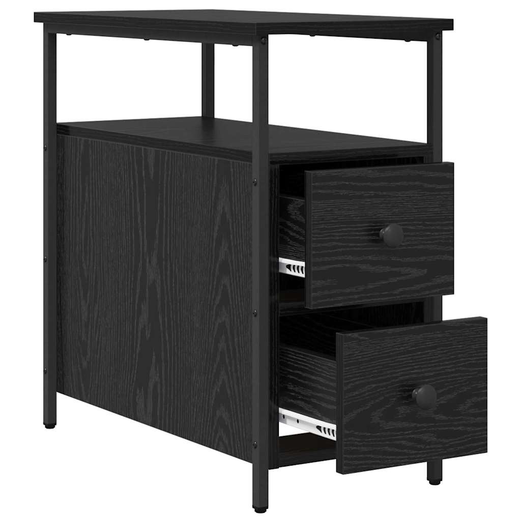 vidaXL Bedside Cabinet 2 pcs Black oak 30 x 60 x 60 cm Engineered wood 6