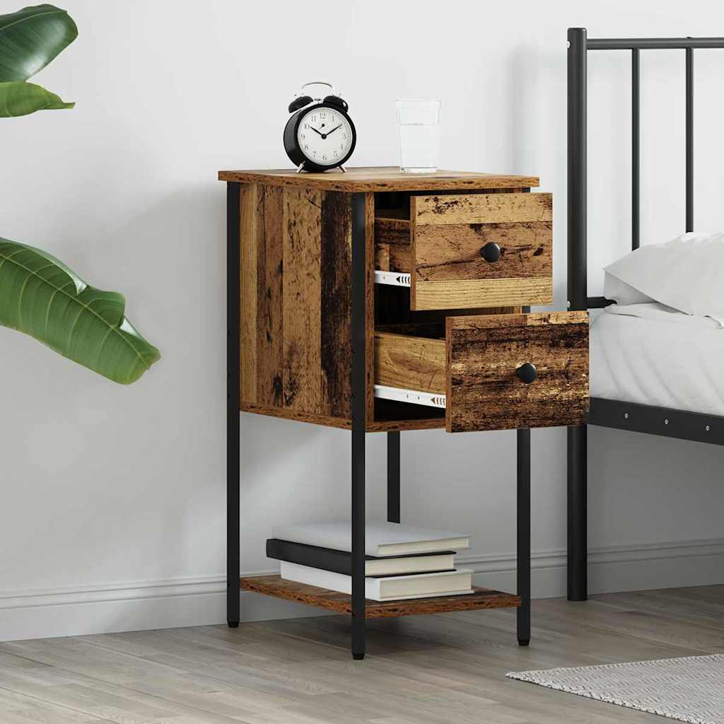 vidaXL Bedside Cabinet 2 pcs Old wood 32 x 42 x 70 cm Engineered wood 4