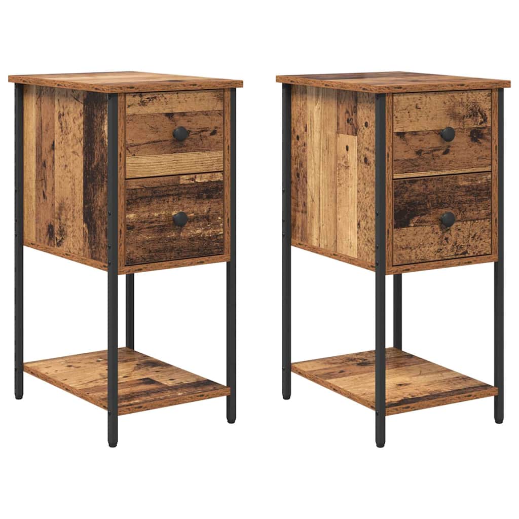 vidaXL Bedside Cabinet 2 pcs Old wood 32 x 42 x 70 cm Engineered wood 2