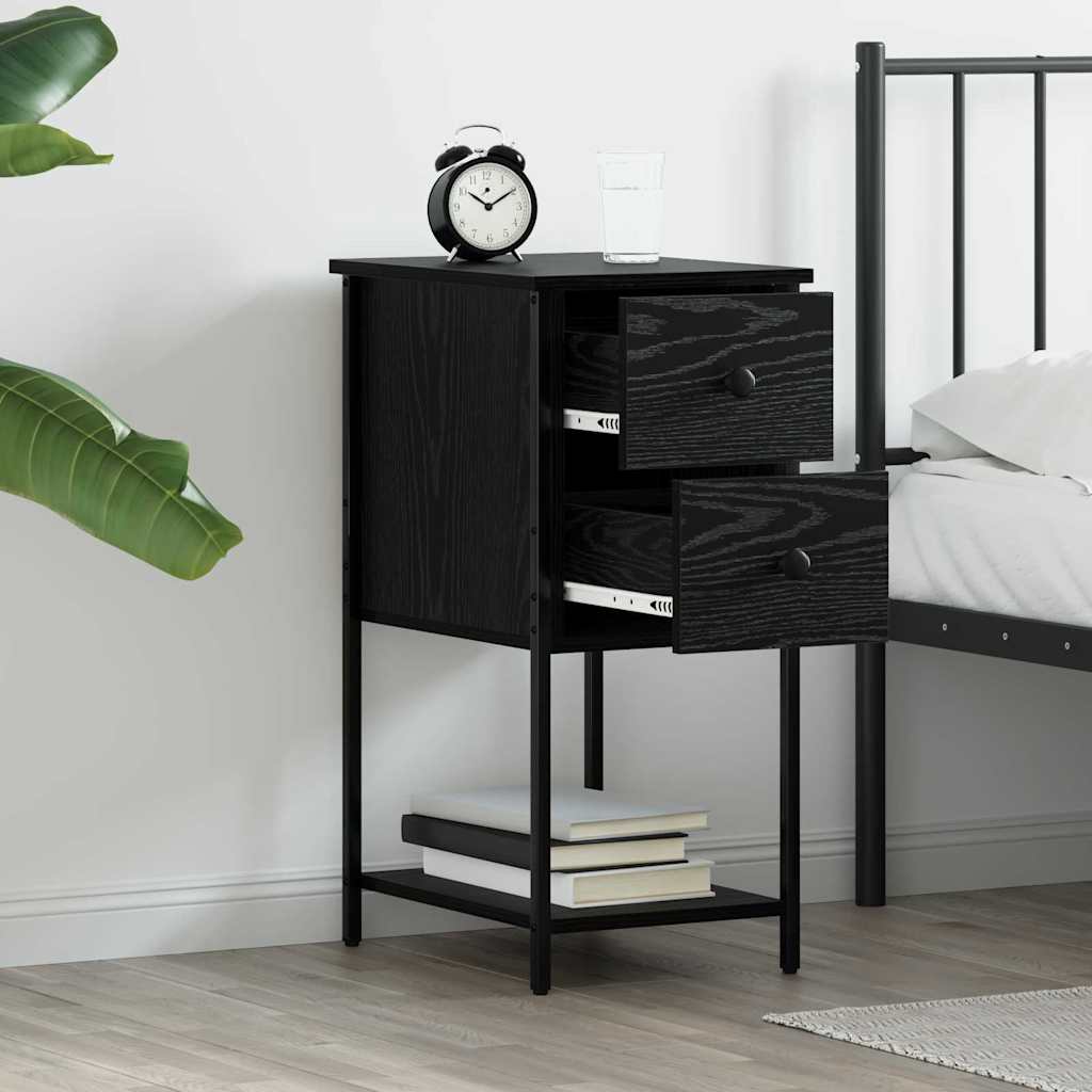 vidaXL Bedside Cabinet 2 pcs Black oak 32 x 42 x 70 cm Engineered wood 4