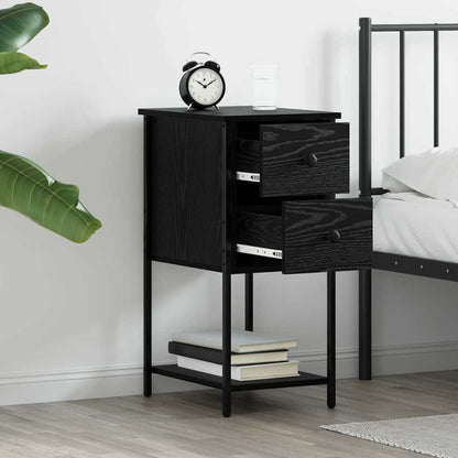 vidaXL Bedside Cabinet 2 pcs Black oak 32 x 42 x 70 cm Engineered wood 4