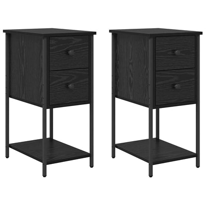 vidaXL Bedside Cabinet 2 pcs Black oak 32 x 42 x 70 cm Engineered wood 2