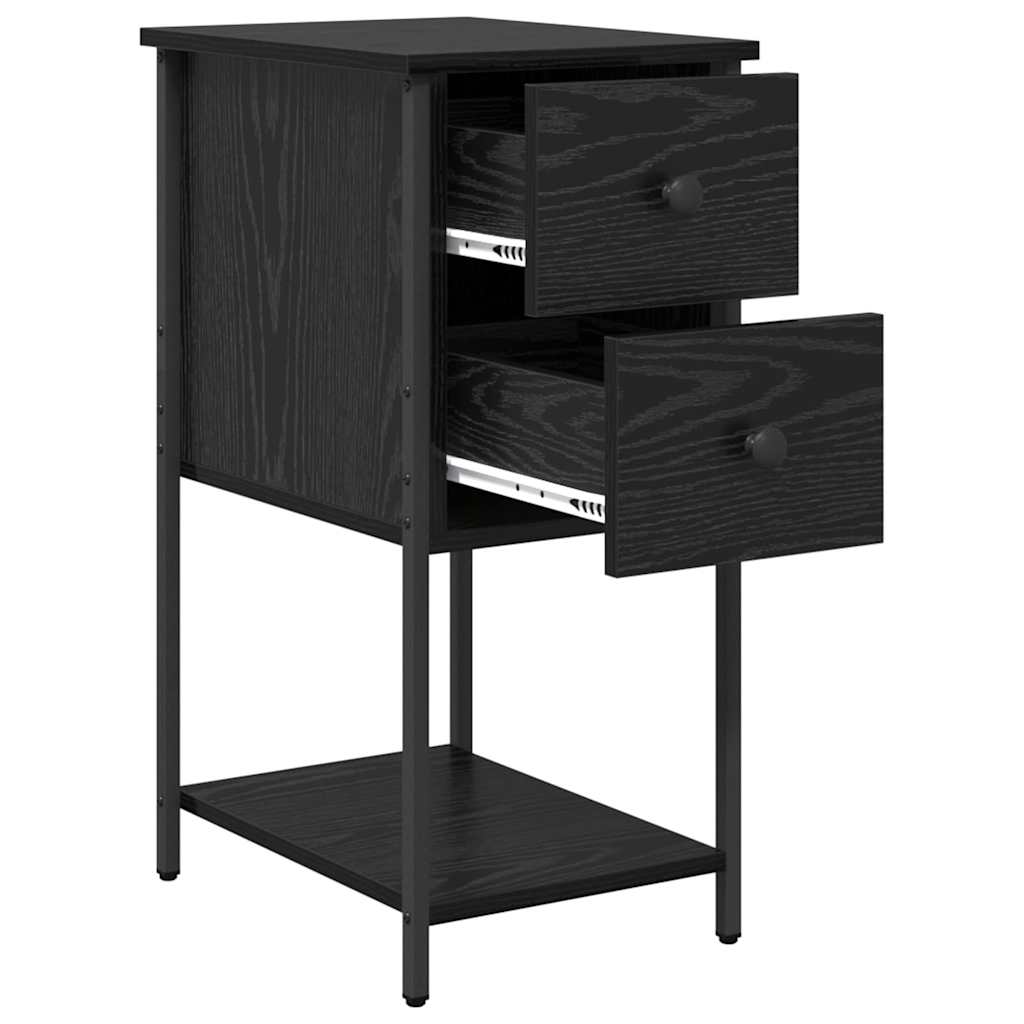 vidaXL Bedside Cabinet 2 pcs Black oak 32 x 42 x 70 cm Engineered wood 6
