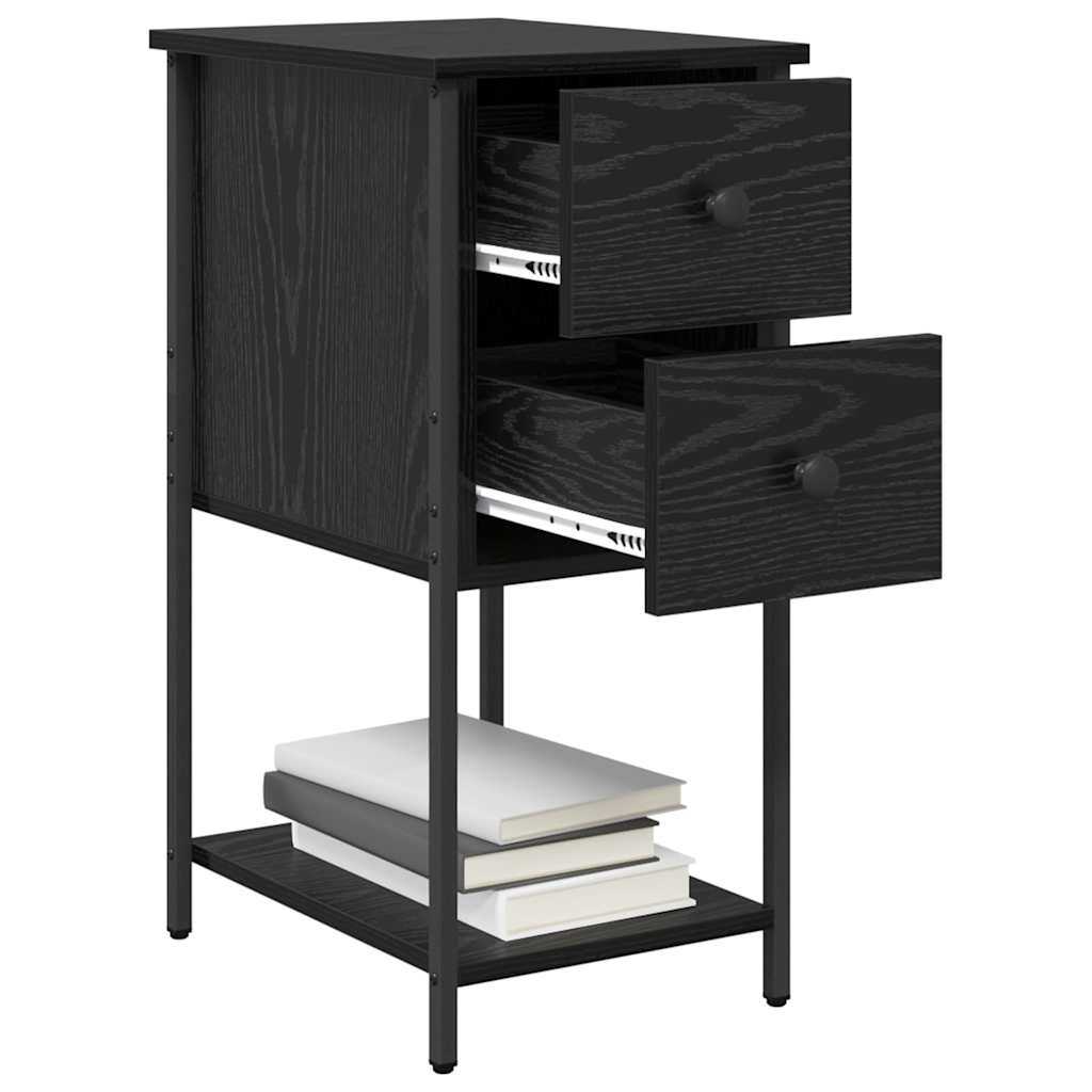 vidaXL Bedside Cabinet 2 pcs Black oak 32 x 42 x 70 cm Engineered wood 3