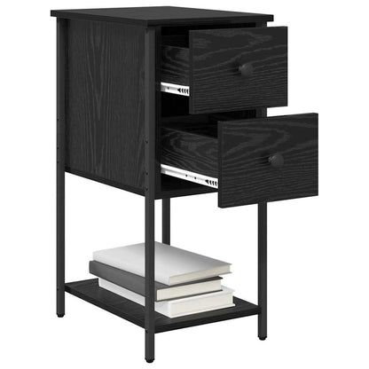 vidaXL Bedside Cabinet 2 pcs Black oak 32 x 42 x 70 cm Engineered wood 3