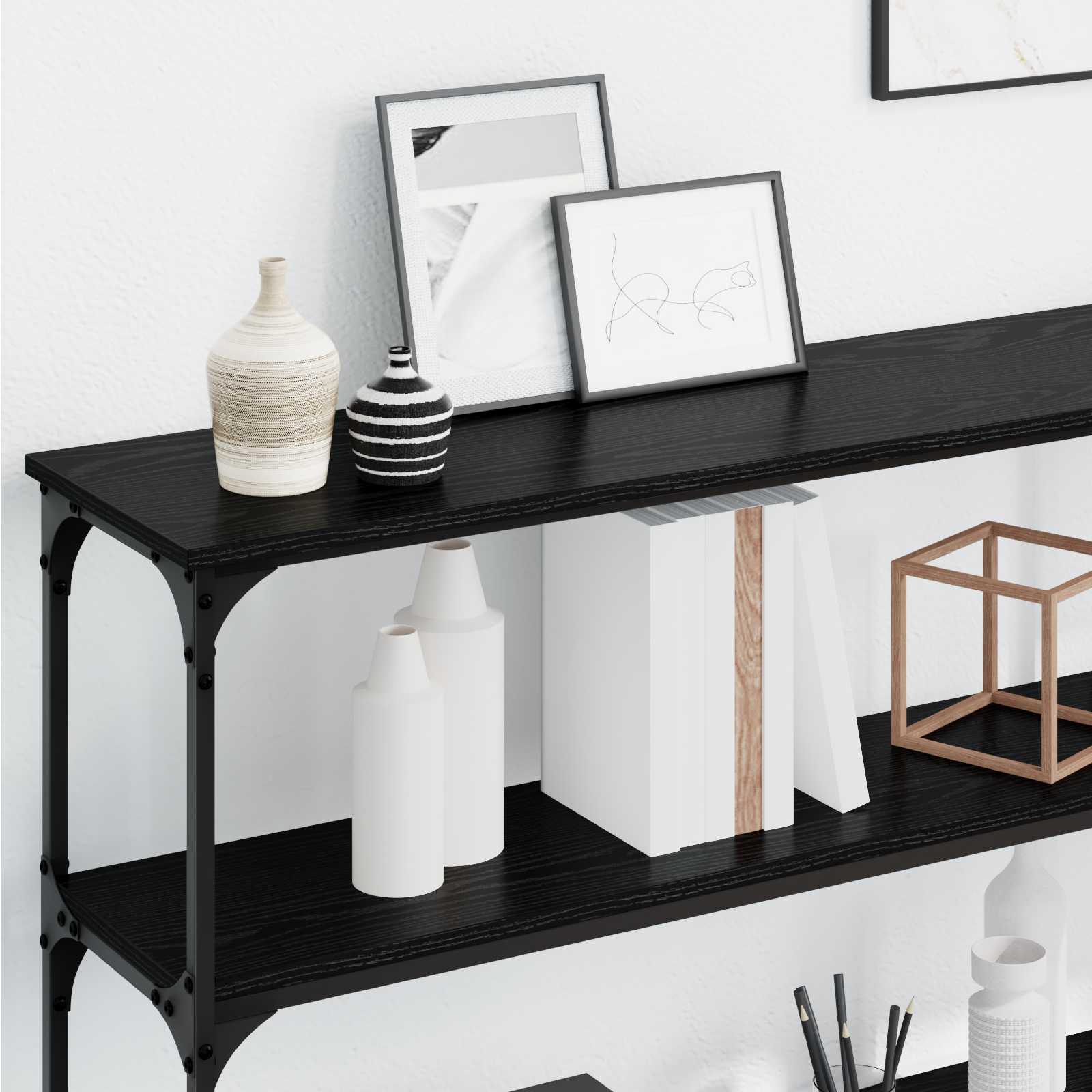 vidaXL Console Table Black oak 200 x 29 x 75 cm 4