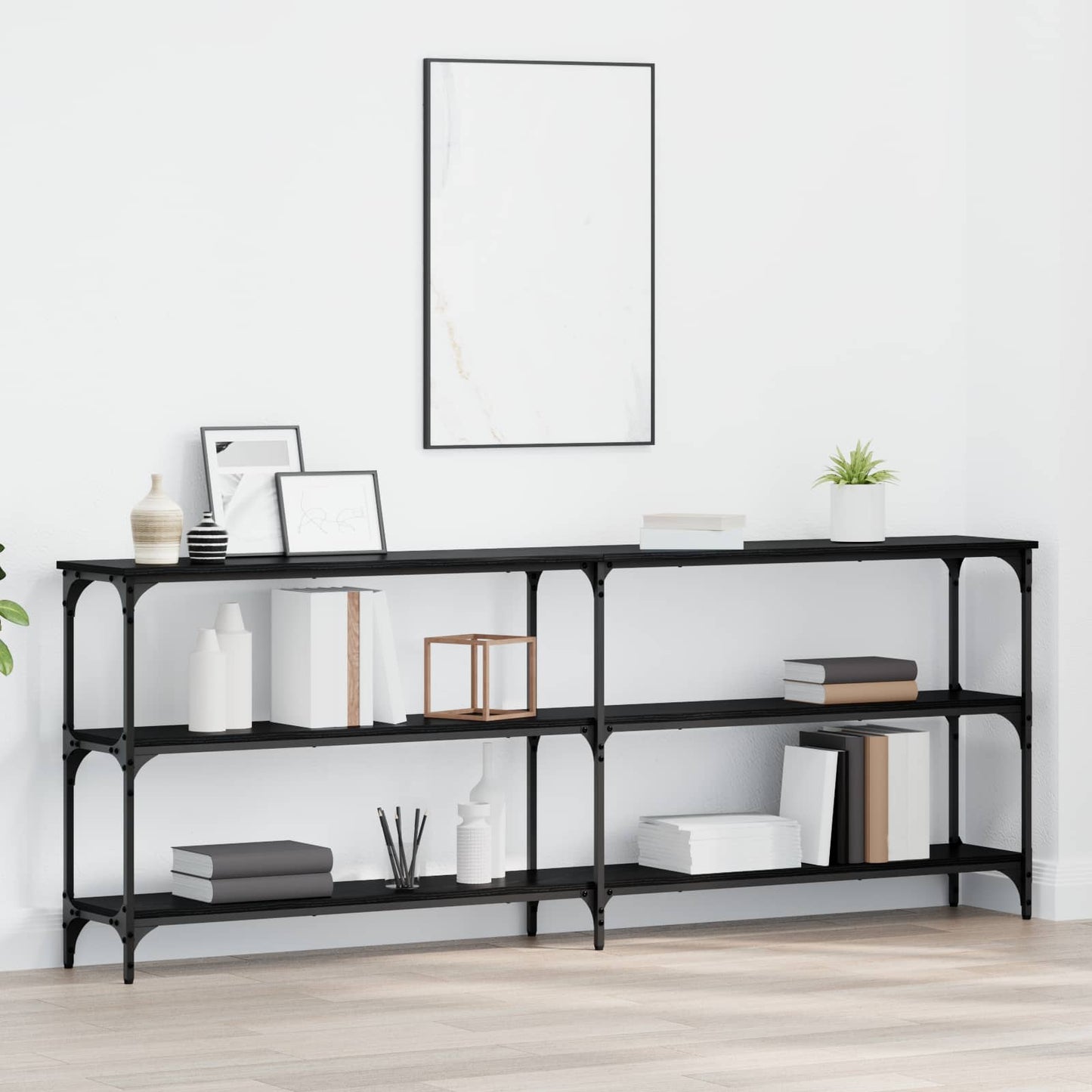 vidaXL Console Table Black oak 200 x 29 x 75 cm 1