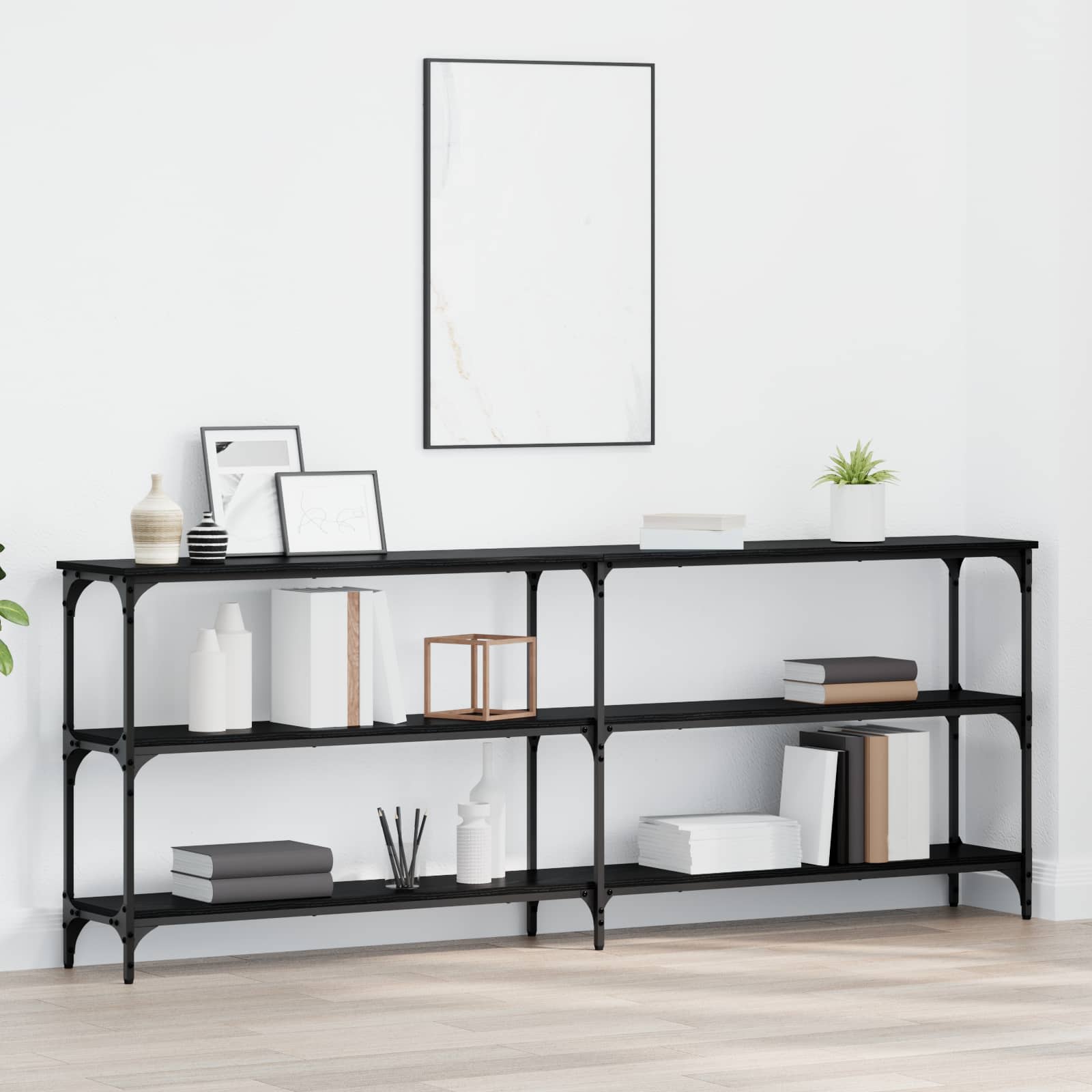 vidaXL Console Table Black oak 200 x 29 x 75 cm 1