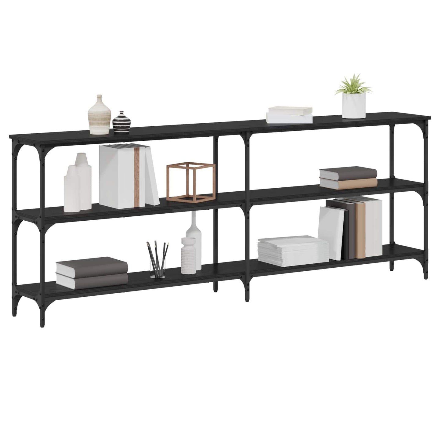vidaXL Console Table Black oak 200 x 29 x 75 cm 3