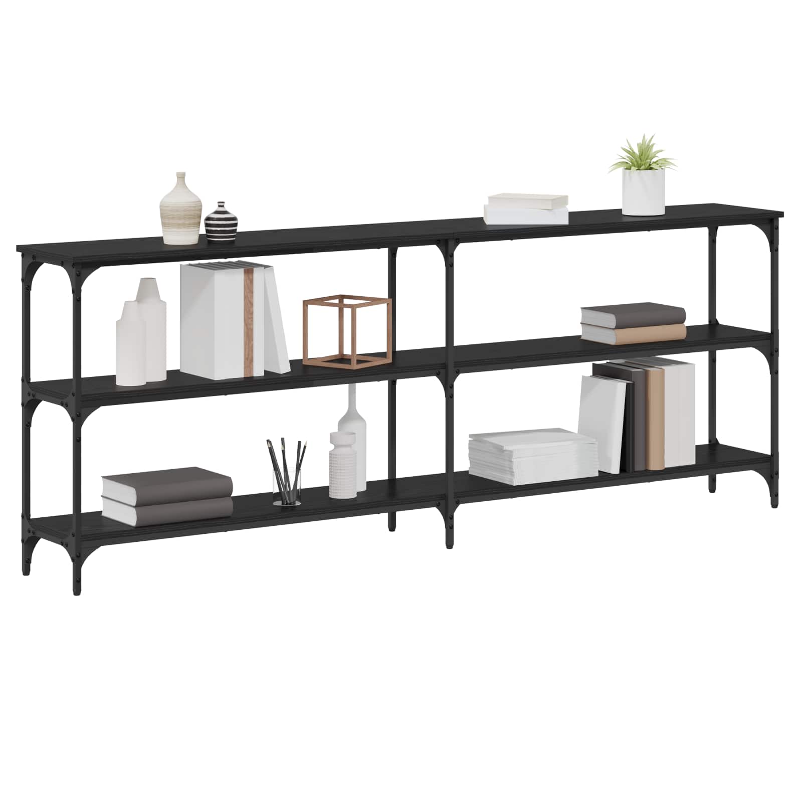 vidaXL Console Table Black oak 200 x 29 x 75 cm 3