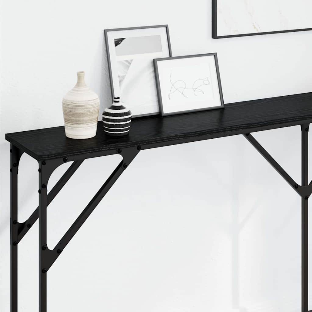 vidaXL Console Table Black oak 180 x 23 x 75 cm 4