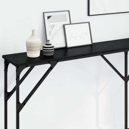 vidaXL Console Table Black oak 180 x 23 x 75 cm 4