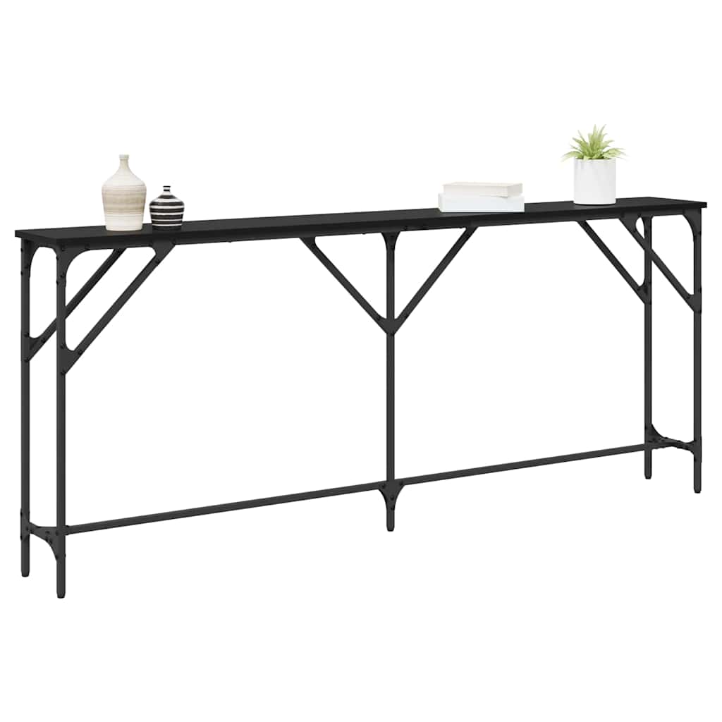 vidaXL Console Table Black oak 180 x 23 x 75 cm 3