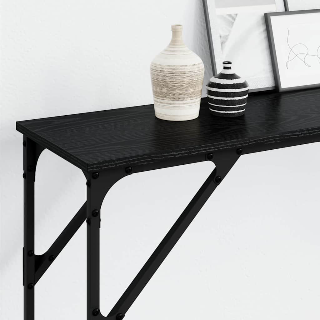vidaXL Console Table Black oak 200 x 29 x 75 cm 4