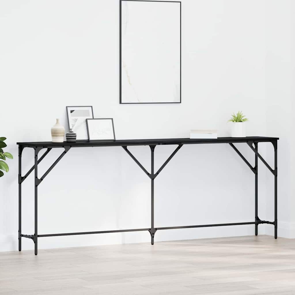 vidaXL Console Table Black oak 200 x 29 x 75 cm 1