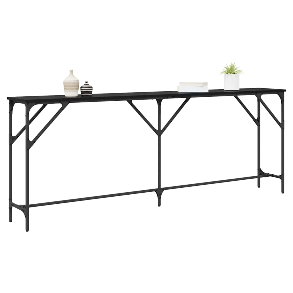 vidaXL Console Table Black oak 200 x 29 x 75 cm 3