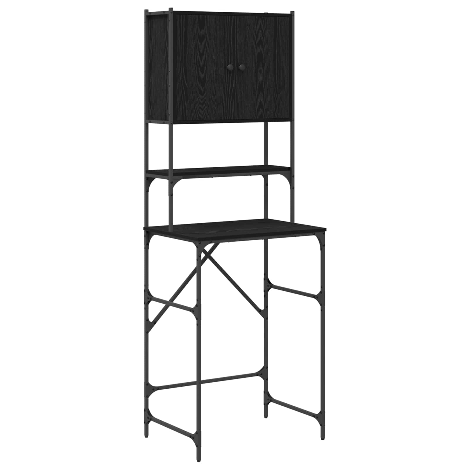vidaXL Washing Machine Cabinet Black 0ak 68 x 48.5 x 194 cm 2