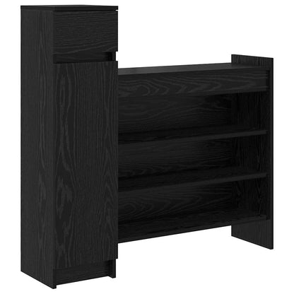 vidaXL Shoe Cabinet 100.5 x 28 x 100 cm Engineered Wood Black Oak 2