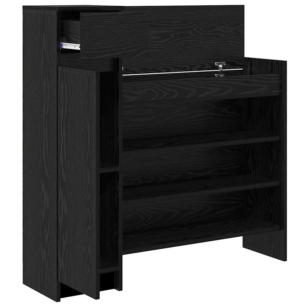 vidaXL Shoe Cabinet 100.5 x 28 x 100 cm Engineered Wood Black Oak 5