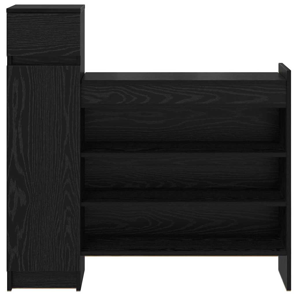 vidaXL Shoe Cabinet 100.5 x 28 x 100 cm Engineered Wood Black Oak 6