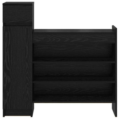 vidaXL Shoe Cabinet 100.5 x 28 x 100 cm Engineered Wood Black Oak 6
