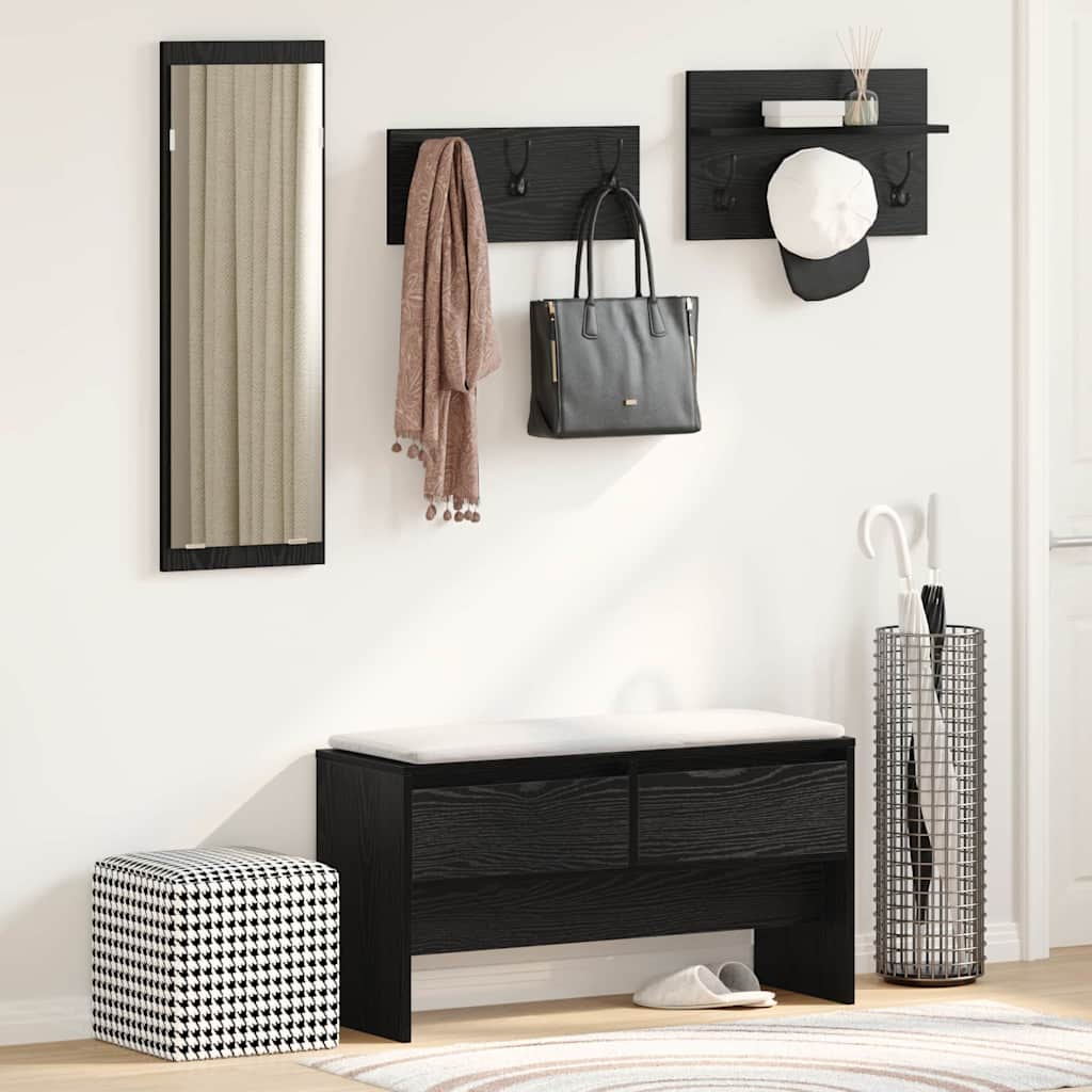 vidaXL Hallway Furniture Set 4 pcs Black Oak 90 x 31 x 46.5 cm 1