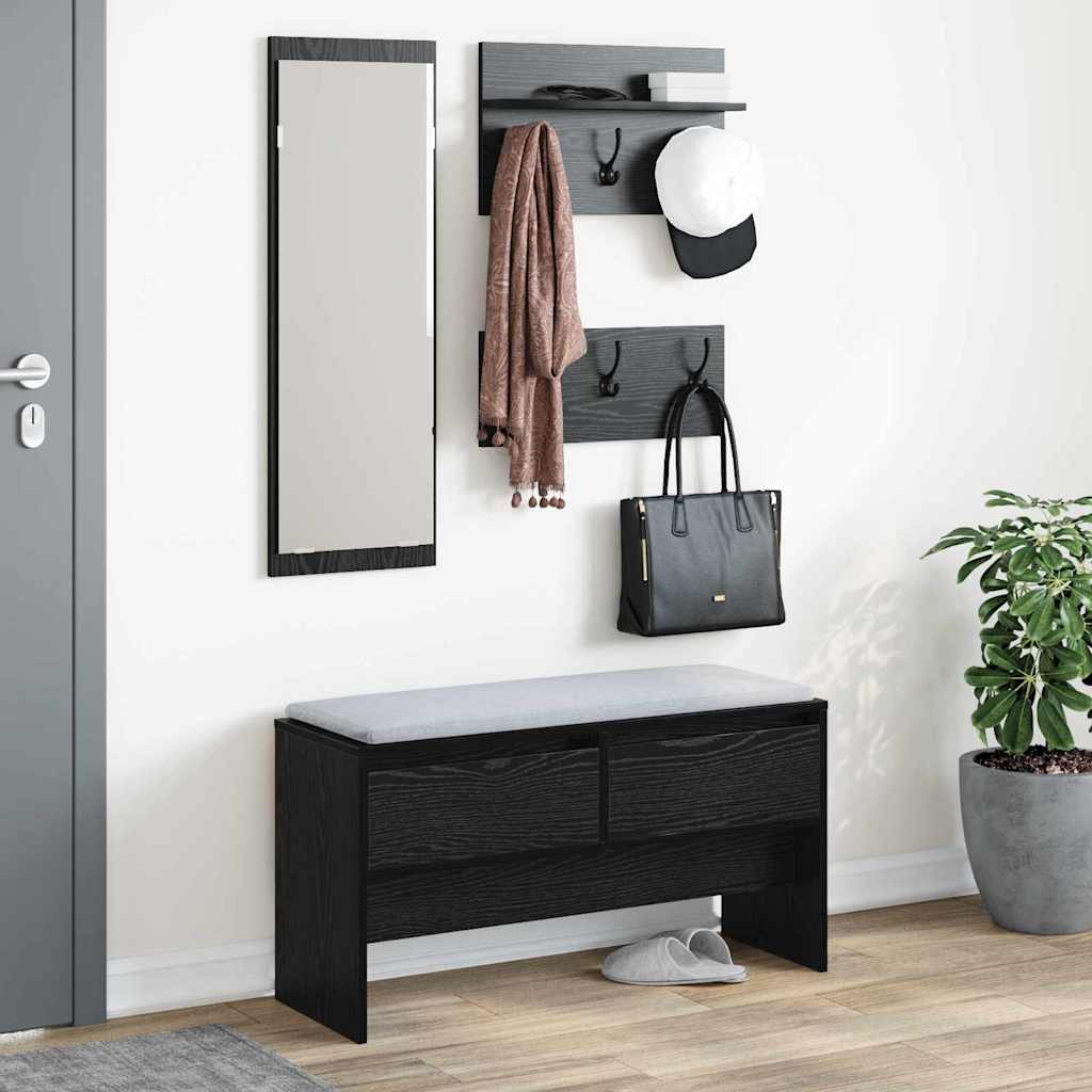 vidaXL Hallway Furniture Set 4 pcs Black Oak 90 x 31 x 46.5 cm 4