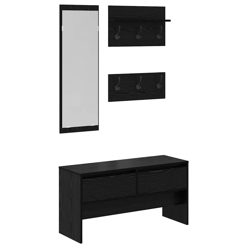 vidaXL Hallway Furniture Set 4 pcs Black Oak 90 x 31 x 46.5 cm 2