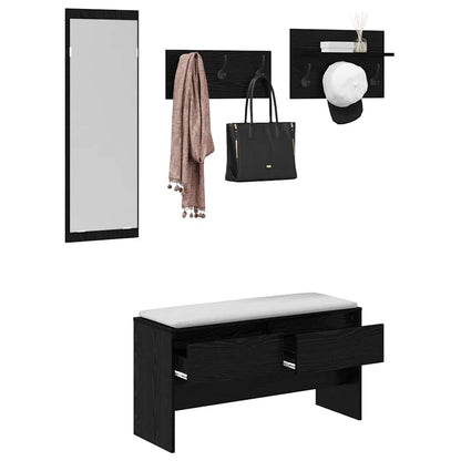 vidaXL Hallway Furniture Set 4 pcs Black Oak 90 x 31 x 46.5 cm 3