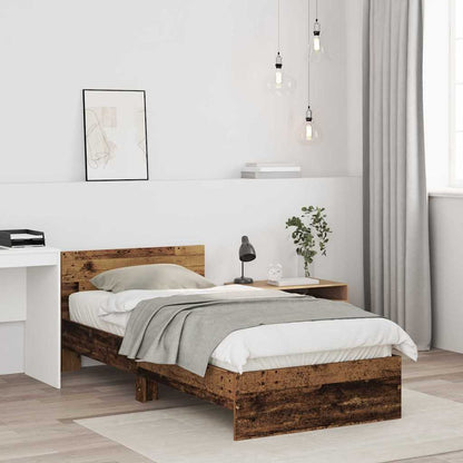 vidaXL Bed Frame with Headboard Old Wood 75 x 190 cm Engineered wood 3