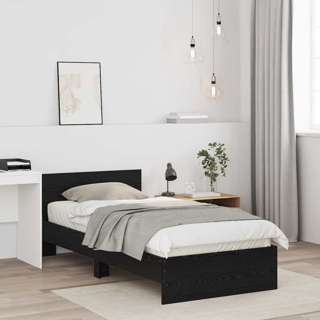 vidaXL Bed Frame with Headboard Black Oak 75 x 190 cm Engineered wood 3