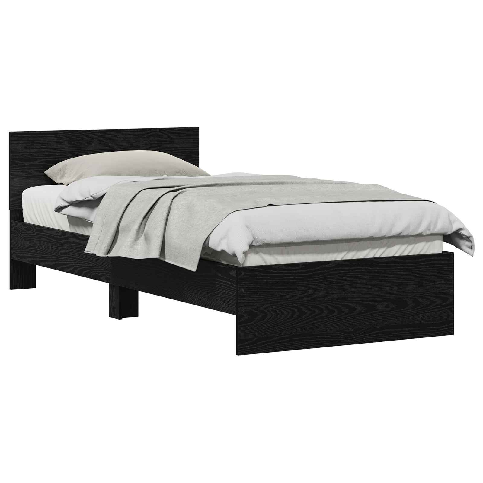 vidaXL Bed Frame with Headboard Black Oak 75 x 190 cm Engineered wood 2
