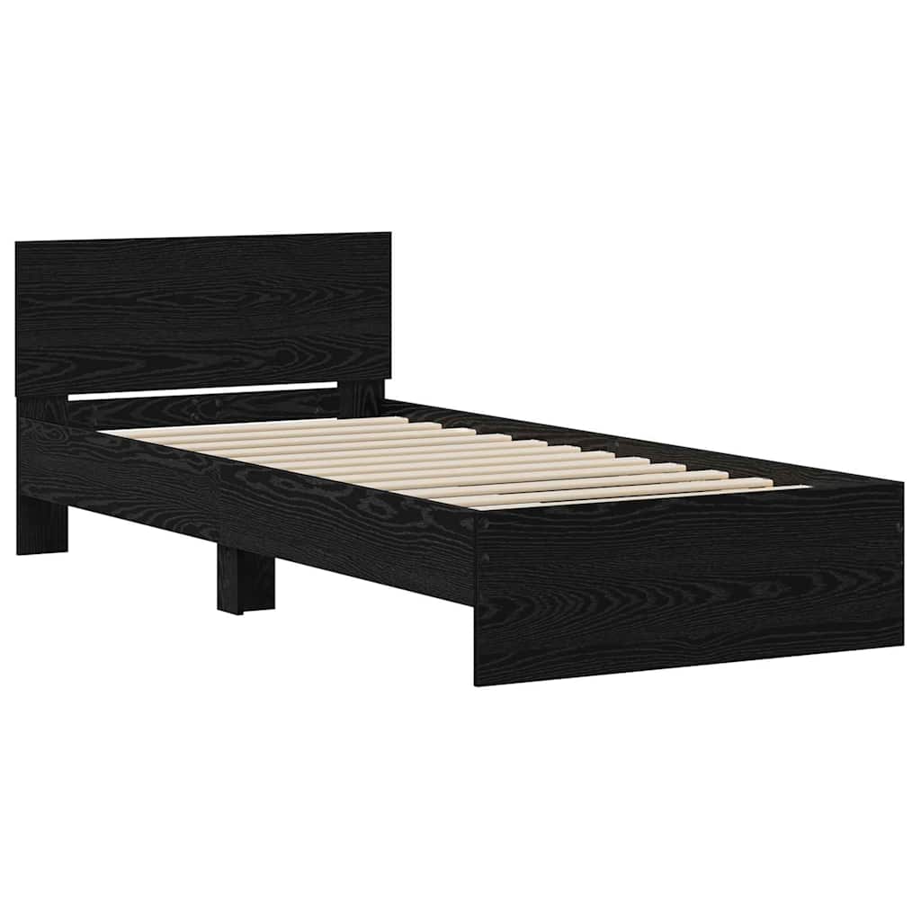 vidaXL Bed Frame with Headboard Black Oak 75 x 190 cm Engineered wood 4