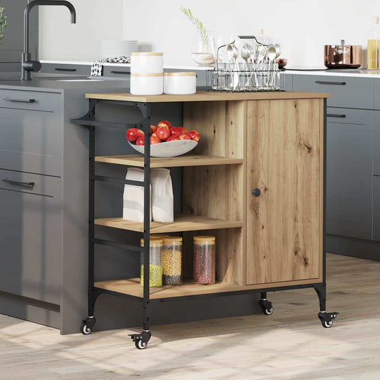 Kitchen Trolley 87,5x38,5x84,5 cm Engineered Wood Artisan oak