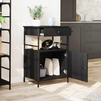 vidaXL Kitchen Trolley Black Oak 56 x 43 x 89.5 cm Engineered Wood 4