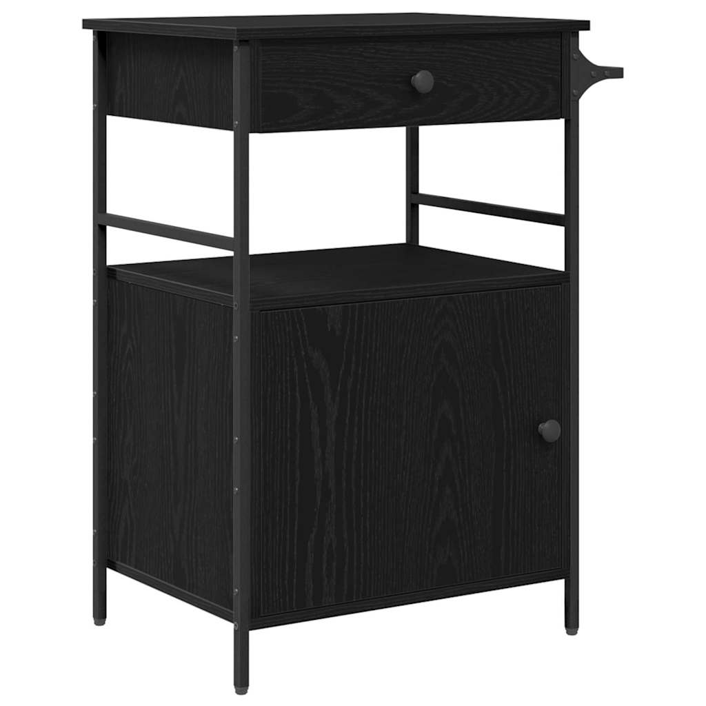 vidaXL Kitchen Trolley Black Oak 56 x 43 x 89.5 cm Engineered Wood 6