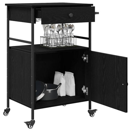 vidaXL Kitchen Trolley Black Oak 56 x 43 x 89.5 cm Engineered Wood 3