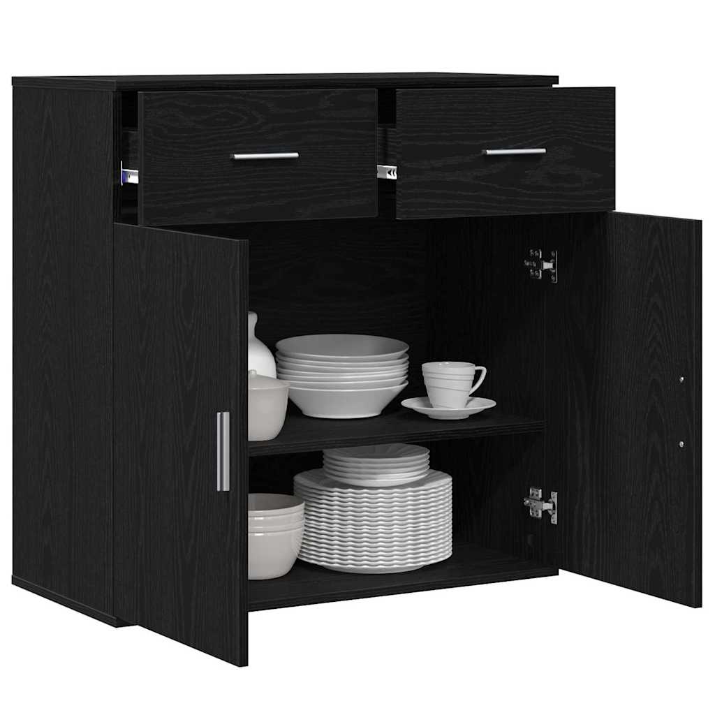 vidaXL Sideboard Black Oak 78 x 38 x 80 cm Engineered Wood 3