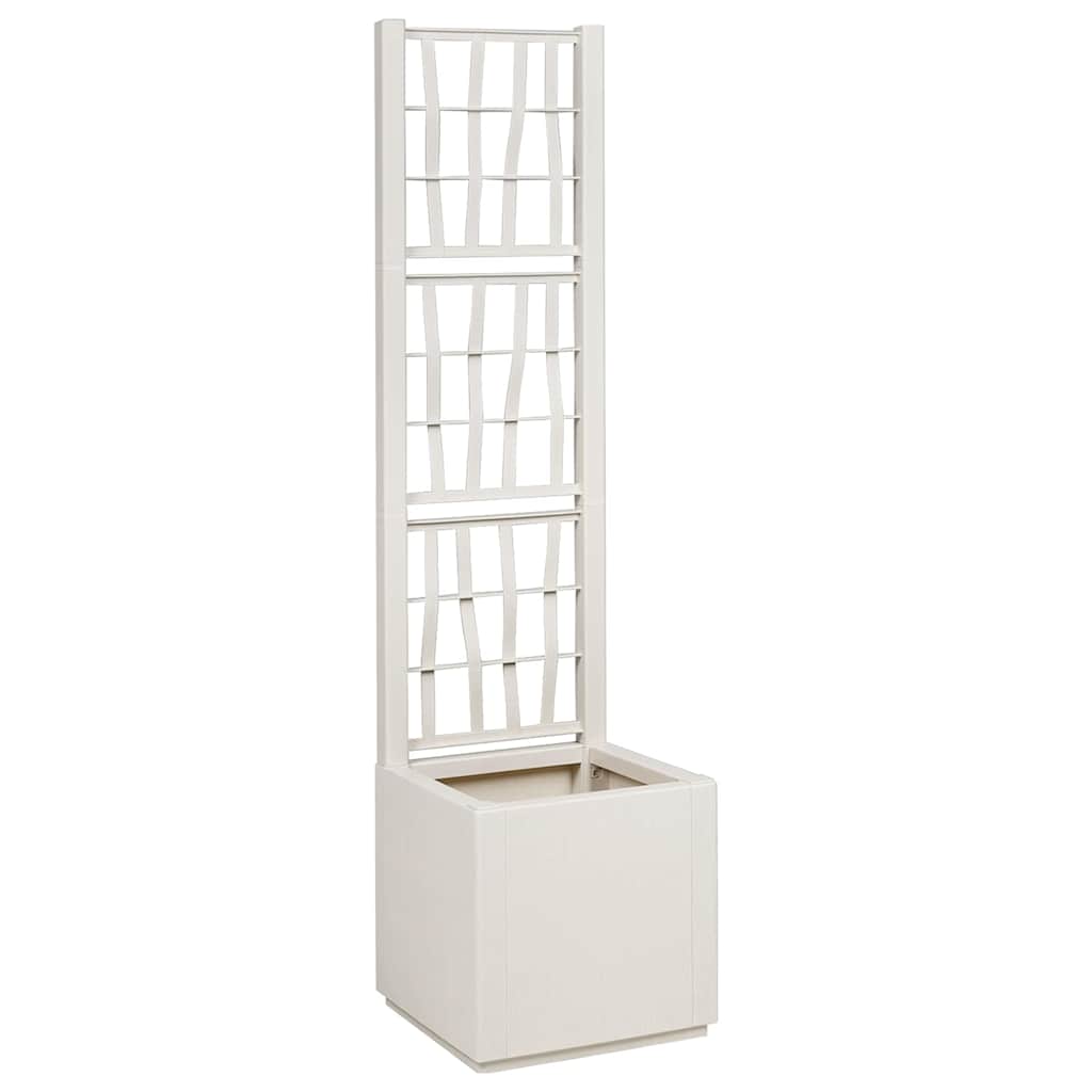 vidaXL Garden Planter with Trellis White 36 x 36 x 140 cm PP 1