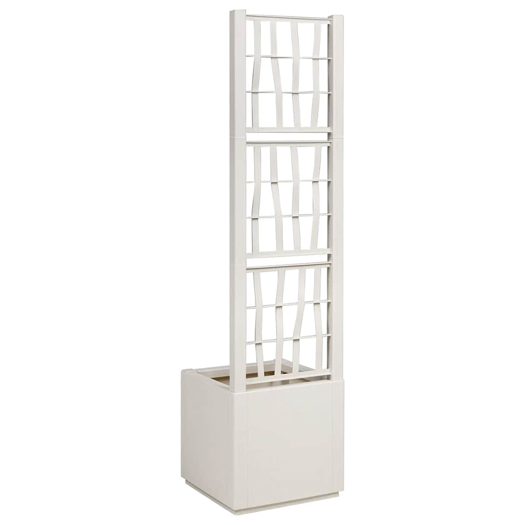 vidaXL Garden Planter with Trellis White 36 x 36 x 140 cm PP 3