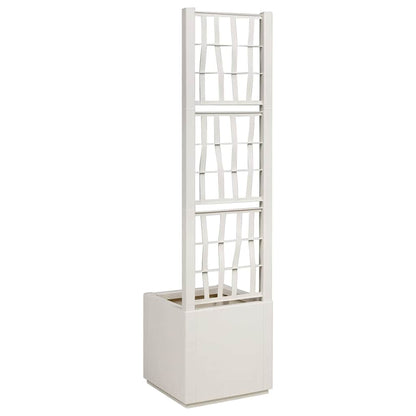 vidaXL Garden Planter with Trellis White 36 x 36 x 140 cm PP 3