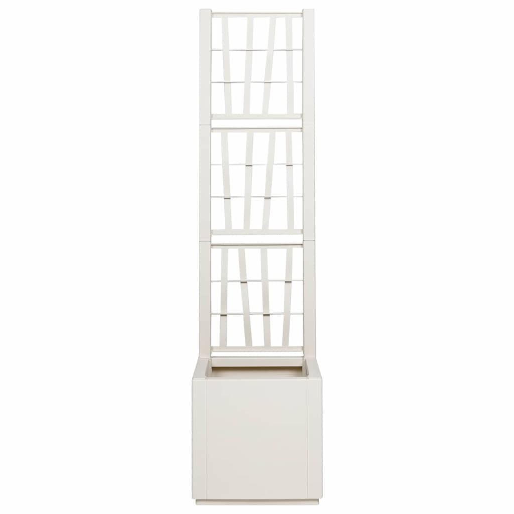 vidaXL Garden Planter with Trellis White 36 x 36 x 140 cm PP 4