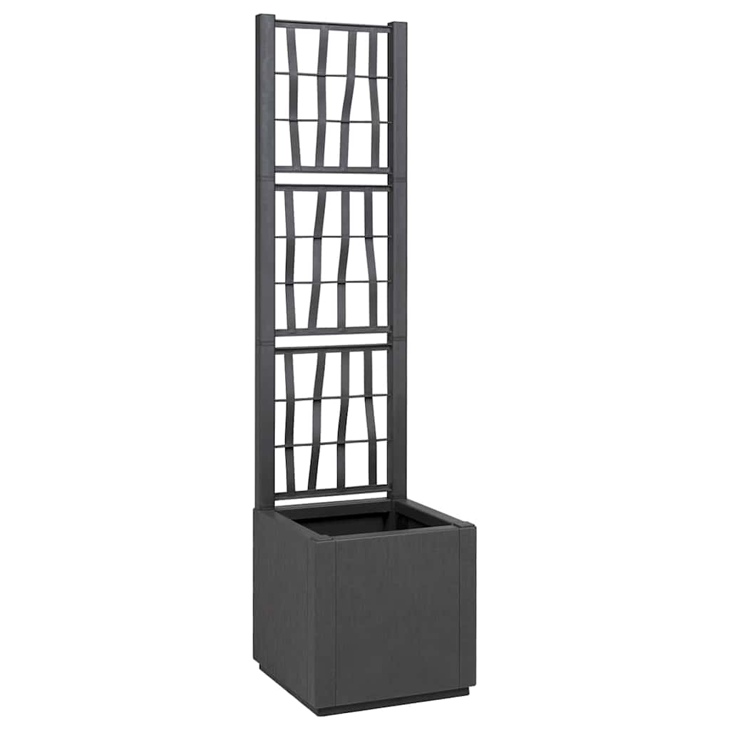vidaXL Garden Planter with Trellis Dark Grey 36 x 36 x 140 cm PP 1