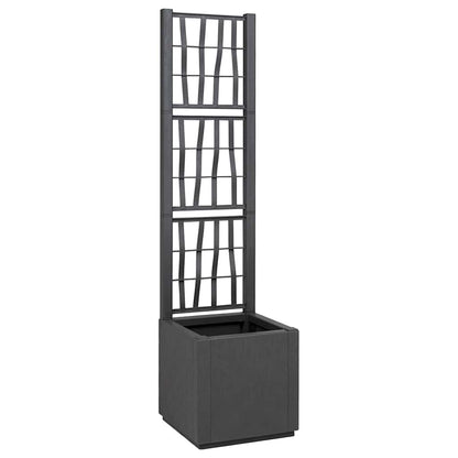 vidaXL Garden Planter with Trellis Dark Grey 36 x 36 x 140 cm PP 1