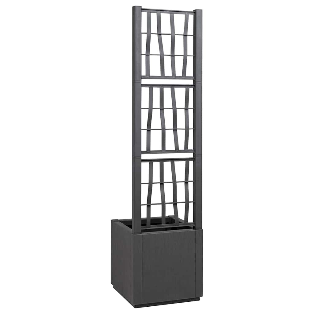 vidaXL Garden Planter with Trellis Dark Grey 36 x 36 x 140 cm PP 3